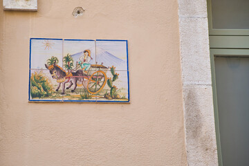 typical ceramic image in Taormina, Sicily, Italy