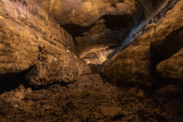 Inside a lava cave on the Azores.