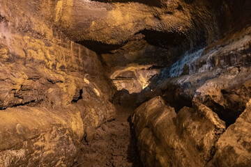 Inside a lava cave on the Azores.