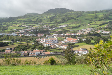 Fototapeta na wymiar Little white village on Sao Miguel island in the Azores. 