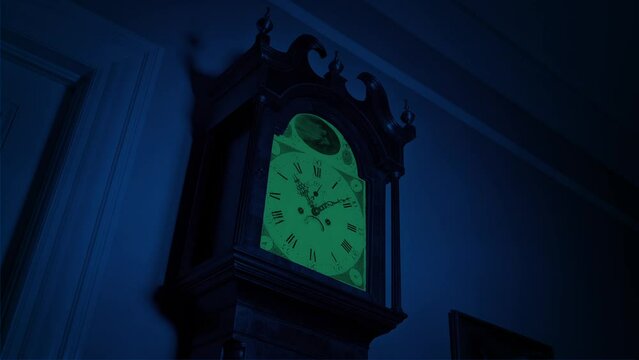 Paranormal Glow Appears From Grandfather Clock Halloween Scene

