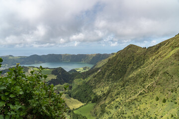 View at the 'Miradouro da Grota do Inferno' on the Sao Miguel island of the Azores.