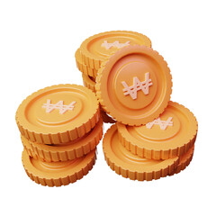3d Render Won Coins Icon Illustration
