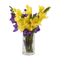 Bouquet of gladiolus flowers isolated on transparent background