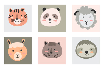 simple portrait animals in a scandinavian stile