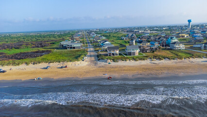 Aerial view of Crystal Beach, in Galveston County, Texas, United States