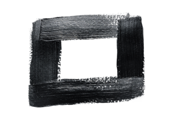 Black acrylic paint, ink brush stroke, brush, line, art. Clean artistic design stripe elements. Isolated Hand Drawn PNG Texture. Transparent background.