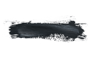 Black acrylic paint, ink brush stroke, brush, line, art. Clean artistic design stripe elements. Isolated Hand Drawn PNG Texture. Transparent background.