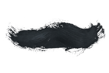 Black acrylic paint, ink brush stroke, brush, line, art. Clean artistic design stripe elements. Isolated Hand Drawn PNG Texture. Transparent background.