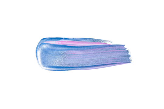 Blue and violet gradient acrylic paint, ink brush stroke, brush, line, art. Clean artistic design stripe elements. Isolated Hand Drawn PNG Texture. Transparent background.