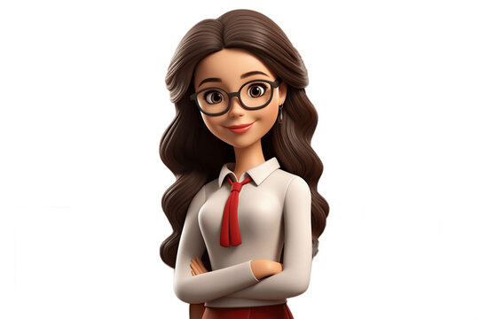Librarian 3D Cartoon Character on a Transparent Background. AI