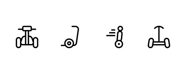 segway icon, gyroscooter icon. vector illustration. linear Editable Stroke. Line, Solid, Flat Line, thin style and Suitable for Web Page, Mobile App, UI, UX design.