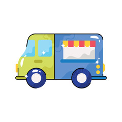 Food van doodle vector filled outline Sticker. EPS 10 file
