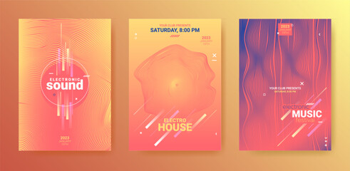 Electronic Music Poster. Techno Party Flyer. Vector Dj Background. - 624499035