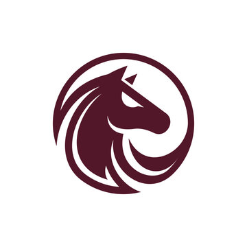Horse Head Circle Logo Vector Icon Illustration, designs concept, logos, logotype element for template
