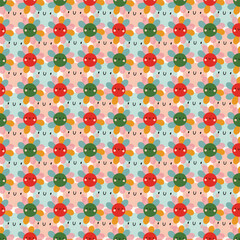Vector pattern with bright characters flowers. Floral background