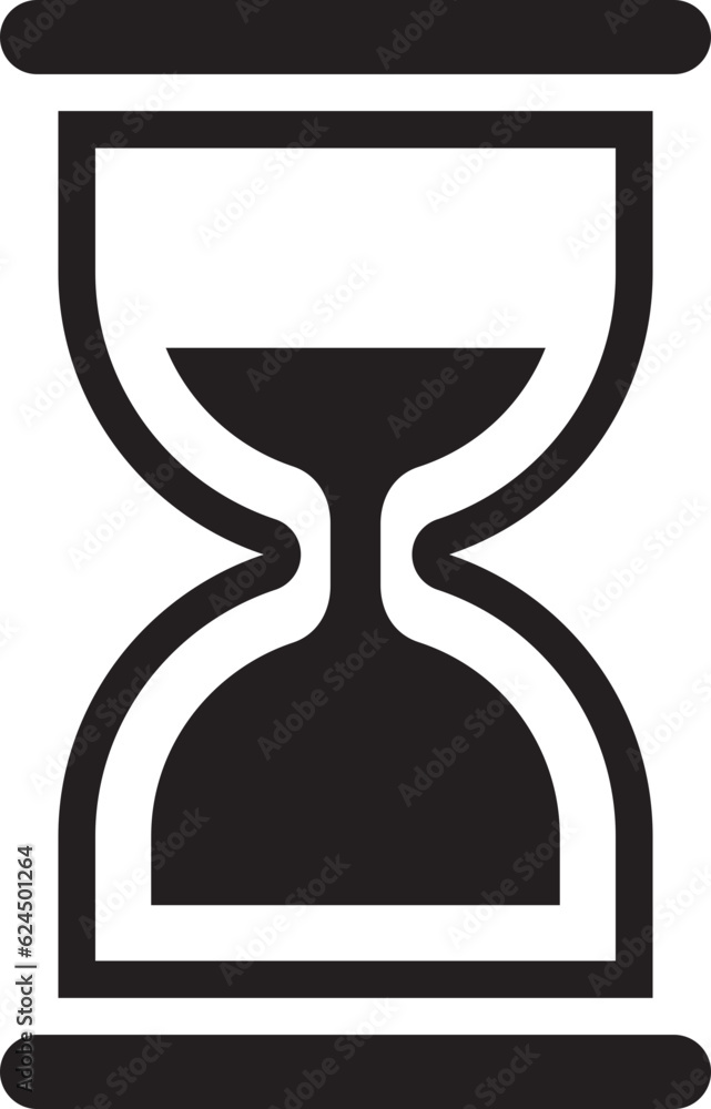 Poster wait icon sand glass watch. time clock simple web design. minute and hour indication vector symbol.