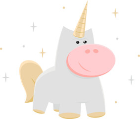 White unicorn cartoon style