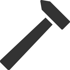 Hammer icon vector black and white silhouette. Tool symbol isolated on background.