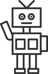 Robot toy icon on white background. Line style vector illustration.