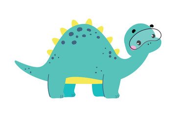 Cute Baby Dino Character in Goggles Enjoy Summer Vector Illustration