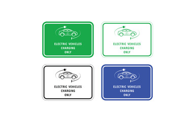 Eco friendly electric vehicle charging sign concept. Parking sign for electric car.