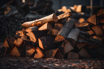 stack of firewood in sunlight