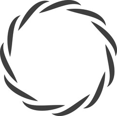 Round frame black and white vector ornament. Graphic border doodle. Ring curve link connection