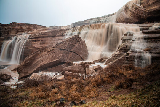 View of the Grand Falls, named the chocolate falls, in the Navajo Nation, Arizona, United States.