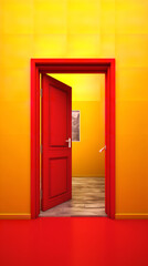red and yelow open door Generative AI