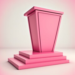 pink wood podium tribune white background Generative AI