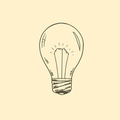 Hand drawn sketch vector illustration of a light bulb.