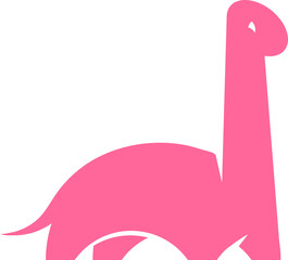 Pink dino silhouette for logo or print. Cute dinosaur vector illustration.