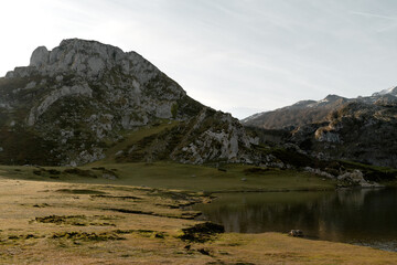 Landscape with lake and mountains