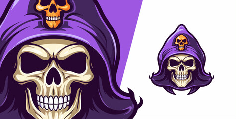 Unleash the Magic: Modern Skull Face Mage Mascot Logo Design for Sport & Esport Teams and T-shirt Printing