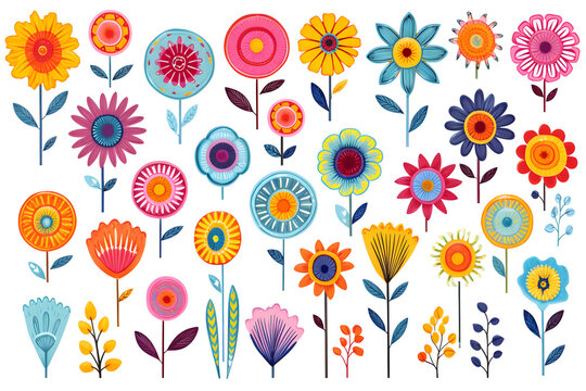 pattern with colorful flowers in icon cartoon design