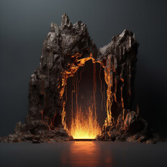entrance to the burned cave 3d Generative AI