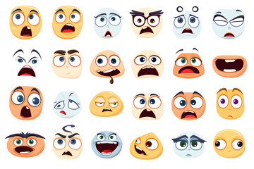 face logos with different expressions in cartoon design