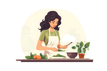 woman in the kitchen cooking meal