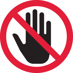 Do not touch with hands. Prohibitory sign with hand. Vector illustration - obrazy, fototapety, plakaty