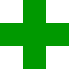 Obraz premium Green plus sign. Vector icon. Cross symbol of safety guidance.
