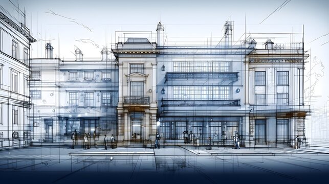 The image showcases a detailed blueprint of a exterior building design, providing a visual representation of the architectural plans and construction specifications.