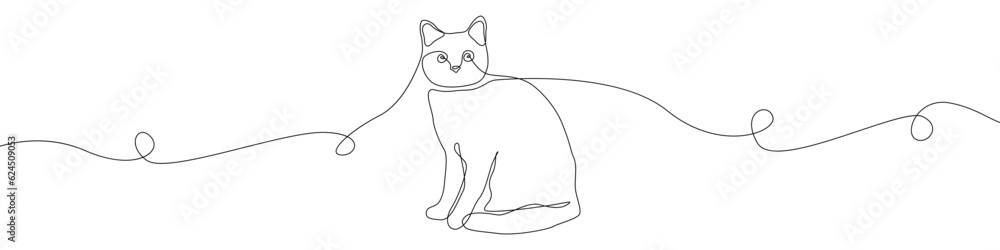 Poster cat icon line continuous drawing vector. one line cat icon vector background. cat icon. continuous o