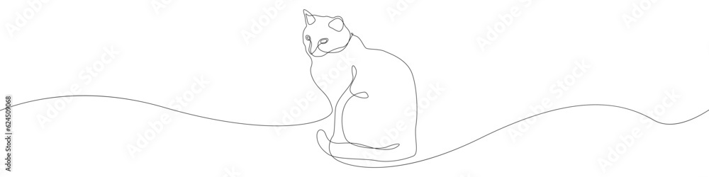Poster cat icon line continuous drawing vector. one line cat icon vector background. cat icon. continuous o