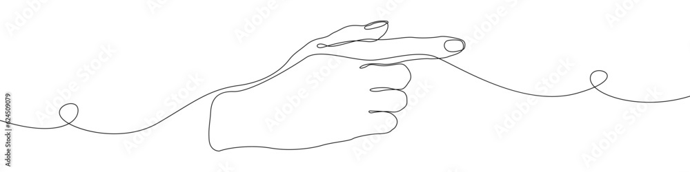 Poster hand icon line continuous drawing vector. one line hand with straightened index finger icon vector b