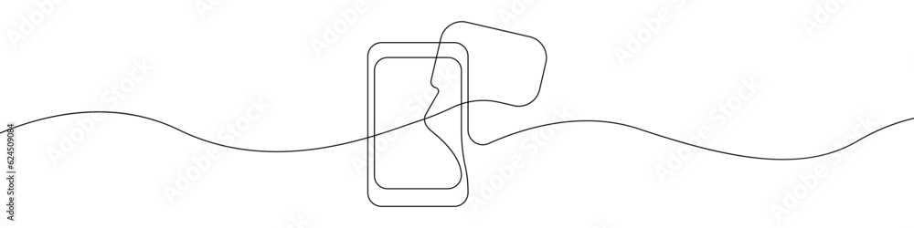 Poster notifications on the screen icon line continuous drawing vector. one line notification bubble icon v