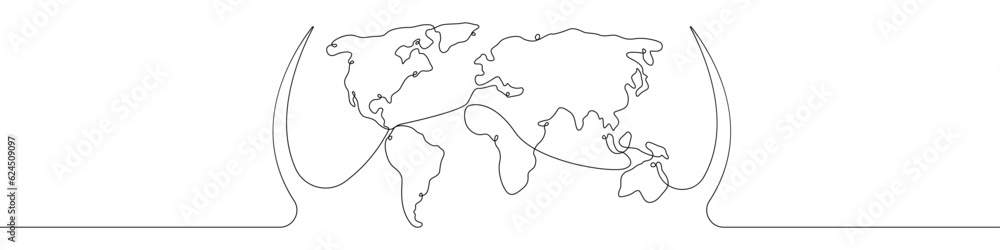 Poster world map icon line continuous drawing vector. one line world map icon vector background. world map 