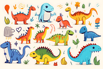 Dinosaurs painted by children