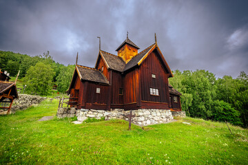 Uvdal - July 6th, 2023: The lovely Uvdal Stave Church in southern Norway