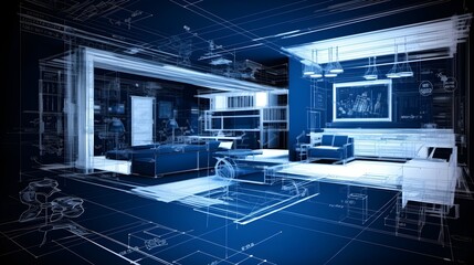 Ai illustration of  blueprint  a guide for builders and designers, ensuring the accurate execution of projects.